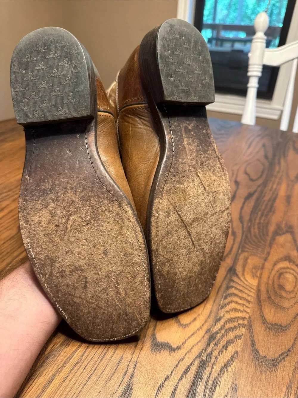 Double-H Cowboy Boots   Brown Shoe Size 10D Leather Square Toe Western